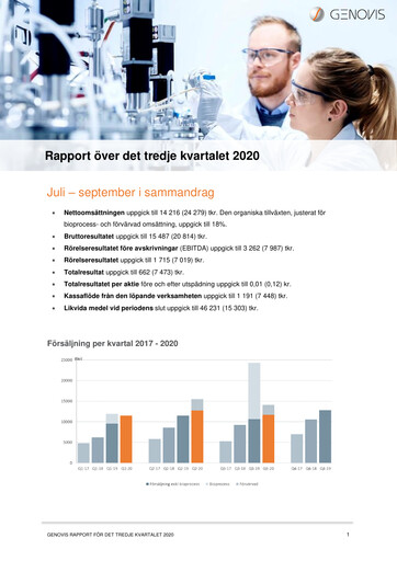 Thumbnail Genovis AB Quarterly Report 2020-q3