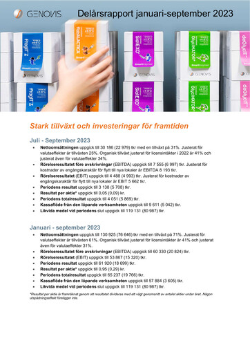 Thumbnail Genovis AB Quarterly Report 2023-q3