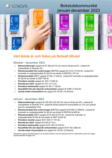Thumbnail Genovis AB Quarterly Report 2023-q4
