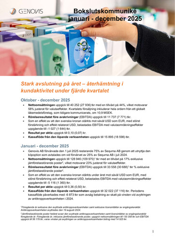 Thumbnail Genovis AB Quarterly Report 2025-q4