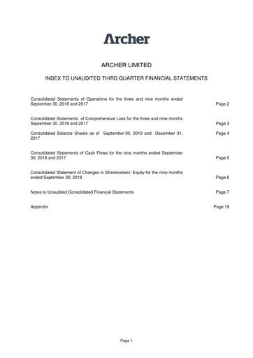 Thumbnail Archer Limited Quarterly Report 2018-q3