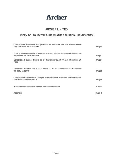 Thumbnail Archer Limited Quarterly Report 2019-q3