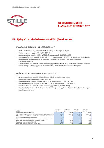 Thumbnail Stille AB Financial Report 2017
