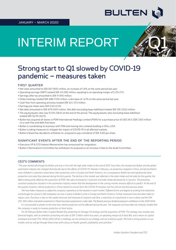 Thumbnail Bulten AB Quarterly Report 2020-q1