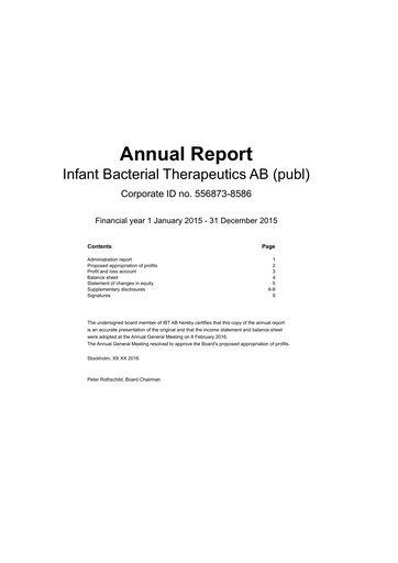 Thumbnail Infant Bacterial Therapeutics AB Annual Report 2015