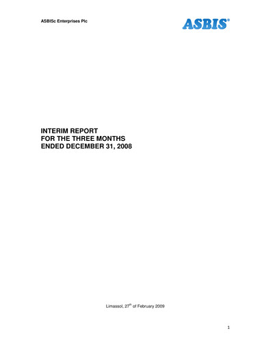 Vorschaubild ASBISc Enterprises Finanzmitteilung 2008