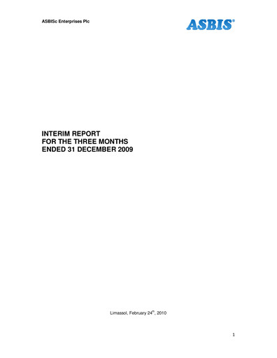 Vorschaubild ASBISc Enterprises Finanzmitteilung 2009