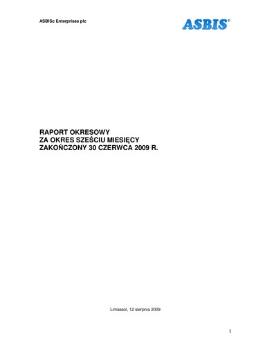 Miniature ASBISc Enterprises Rapport semestriel 2009-h1