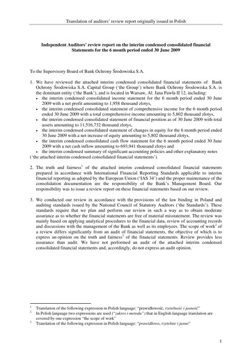 Thumbnail Bank Ochrony Srodowiska Half-year Report 2009-h1