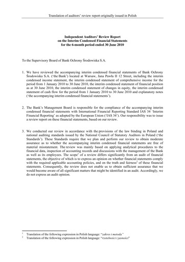 Thumbnail Bank Ochrony Srodowiska Half-year Report 2010-h1