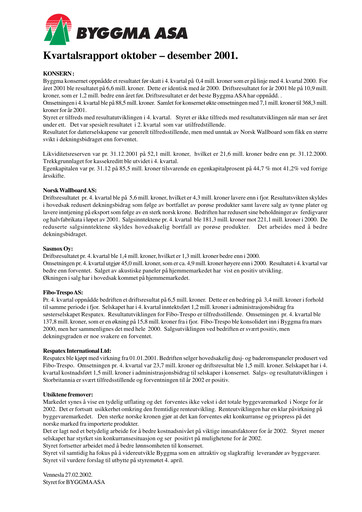Thumbnail Byggma ASA Quarterly Report 2001-q4