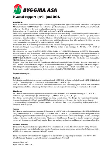 Thumbnail Byggma ASA Quarterly Report 2002-q2
