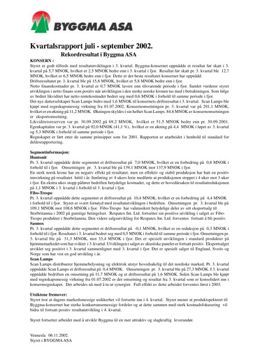 Thumbnail Byggma ASA Quarterly Report 2002-q3