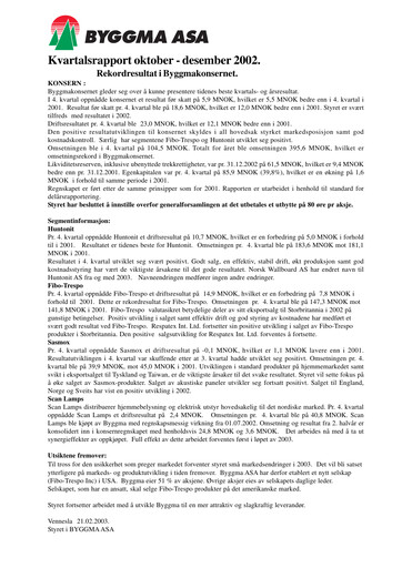 Thumbnail Byggma ASA Quarterly Report 2002-q4