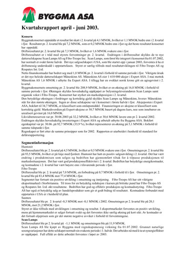 Thumbnail Byggma ASA Quarterly Report 2003-q2