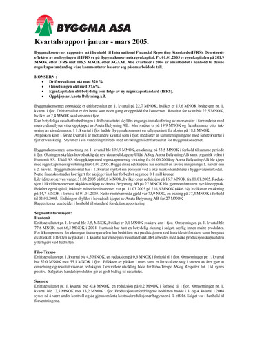 Thumbnail Byggma ASA Quarterly Report 2005-q1