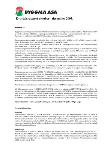 Thumbnail Byggma ASA Quarterly Report 2005-q4