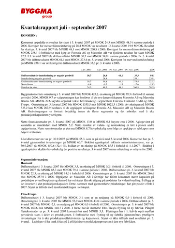 Thumbnail Byggma ASA Quarterly Report 2007-q3