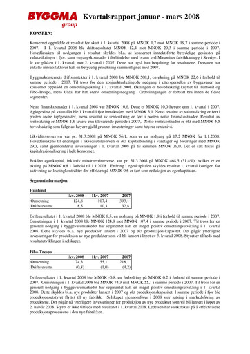 Thumbnail Byggma ASA Quarterly Report 2008-q1