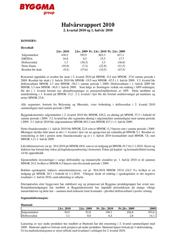 Thumbnail Byggma ASA Quarterly Report 2010-q2