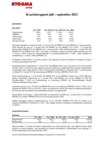 Thumbnail Byggma ASA Quarterly Report 2011-q3