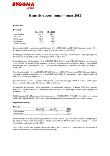 Thumbnail Byggma ASA Quarterly Report 2012-q1