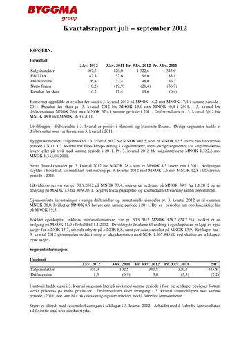 Thumbnail Byggma ASA Quarterly Report 2012-q3