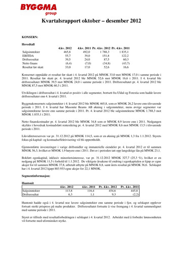 Thumbnail Byggma ASA Quarterly Report 2012-q4