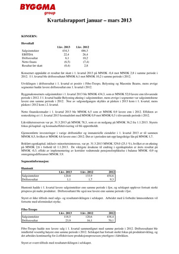 Thumbnail Byggma ASA Quarterly Report 2013-q1