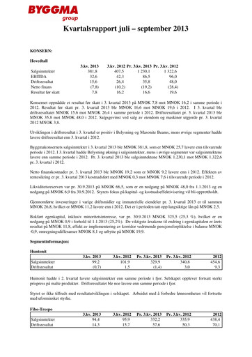 Thumbnail Byggma ASA Quarterly Report 2013-q3