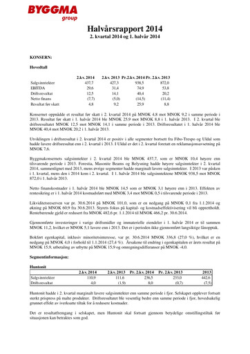 Thumbnail Byggma ASA Quarterly Report 2014-q2