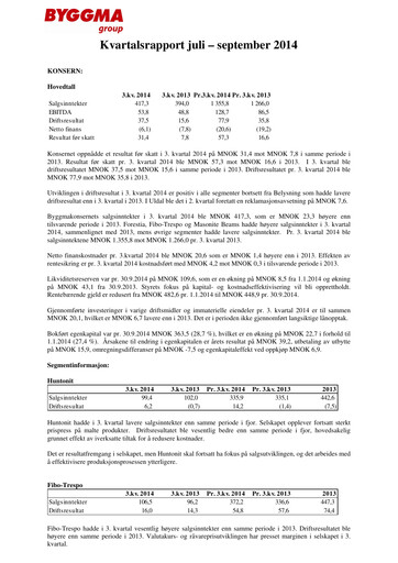 Thumbnail Byggma ASA Quarterly Report 2014-q3