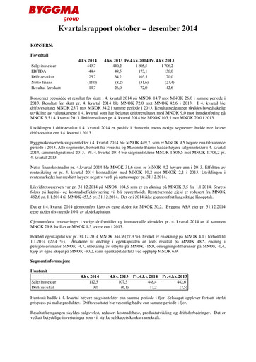 Thumbnail Byggma ASA Quarterly Report 2014-q4