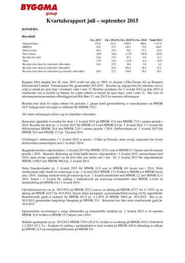 Thumbnail Byggma ASA Quarterly Report 2015-q3