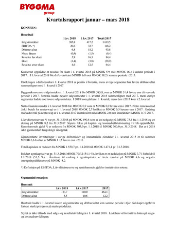 Thumbnail Byggma ASA Quarterly Report 2018-q1