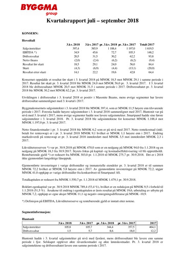 Thumbnail Byggma ASA Quarterly Report 2018-q3