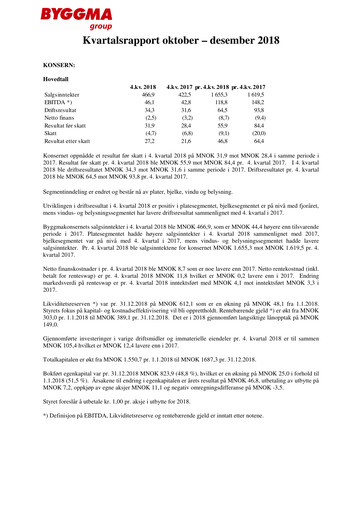 Thumbnail Byggma ASA Quarterly Report 2018-q4