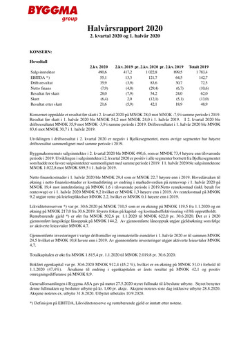 Thumbnail Byggma ASA Quarterly Report 2020-q2