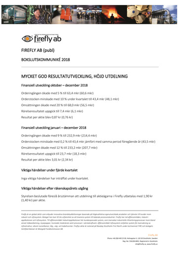 Thumbnail Firefly AB Quarterly Report 2018-q4