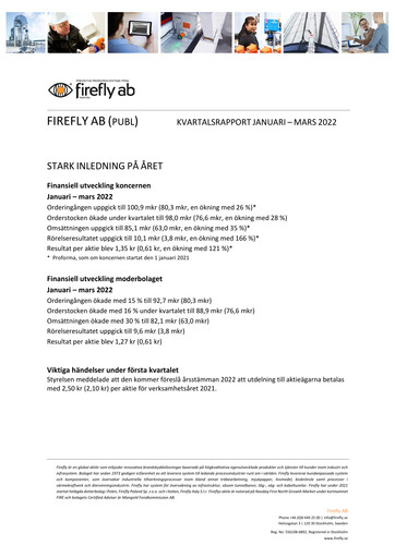 Thumbnail Firefly AB Quarterly Report 2022-q1