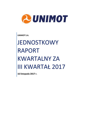 Thumbnail Unimot Quarterly Report 2017-q3