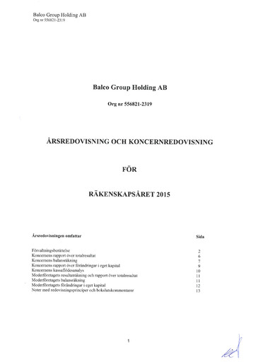 Thumbnail Balco Group Annual Report 2015