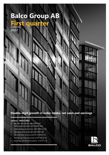 Miniature Balco Group Rapport trimestriel 2022-q1