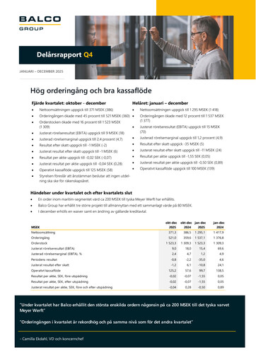 Thumbnail Balco Group Quarterly Report 2025-q4