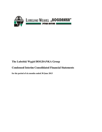 Thumbnail Lubelski Wegiel Bogdanka Half-year Report 2013-h1