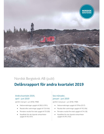 Vorschaubild Nordisk Bergteknik AB Quartalsbericht 2019-q2