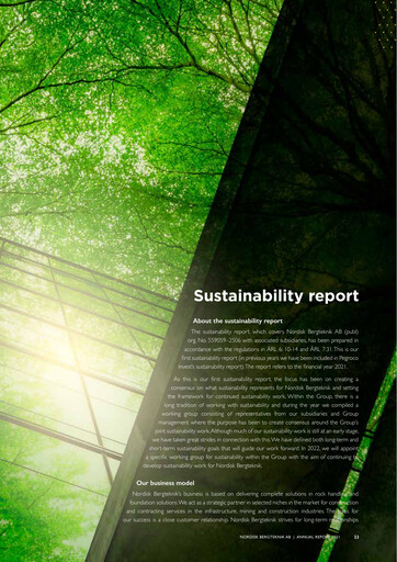 Thumbnail Nordisk Bergteknik AB Sustainability Report 2021