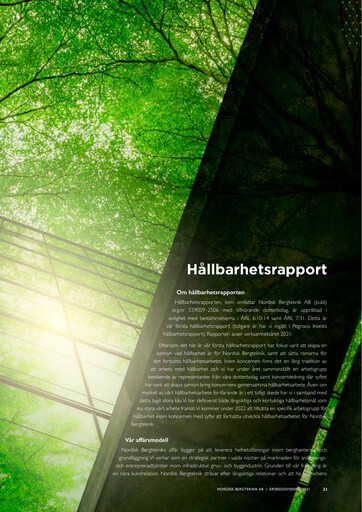 Thumbnail Nordisk Bergteknik AB Sustainability Report 2021
