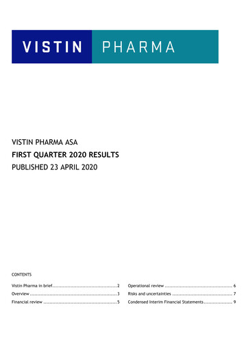 Vorschaubild Vistin Pharma Quartalsbericht 2020-q1