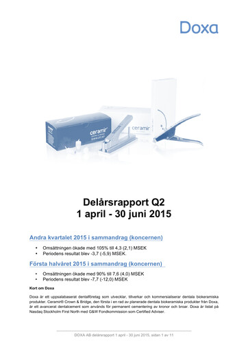 Thumbnail Doxa AB Quarterly Report 2015-q2